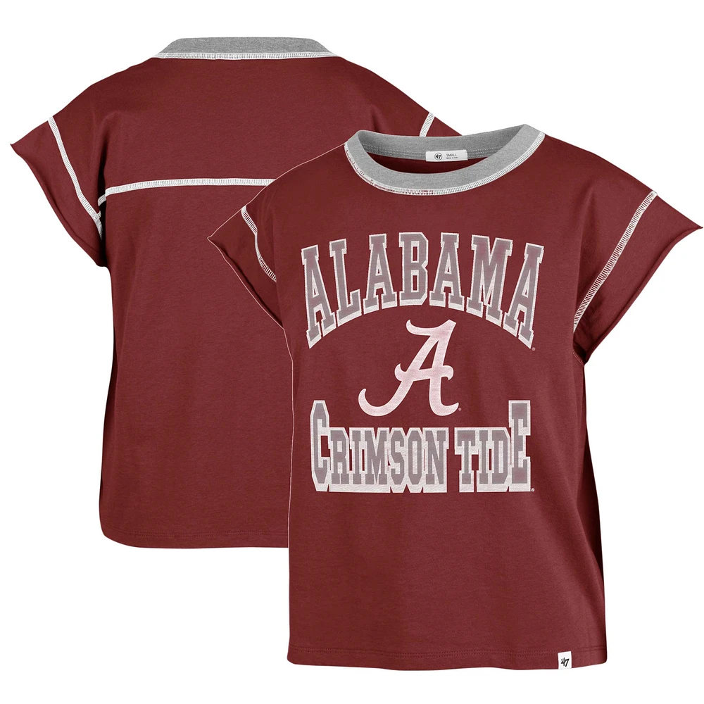 Women's '47 Crimson Alabama Tide Sound Up Maya Cutoff T-Shirt