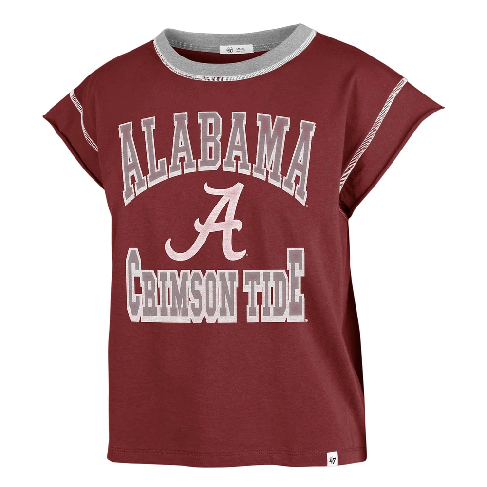 Women's '47 Crimson Alabama Tide Sound Up Maya Cutoff T-Shirt