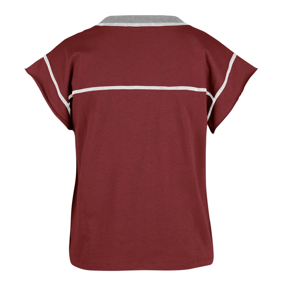 Women's '47 Crimson Alabama Tide Sound Up Maya Cutoff T-Shirt
