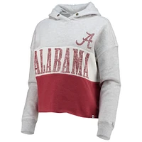 Women's '47 Heathered Gray/Heathered Crimson Alabama Tide Lizzy Colorblocked Cropped Pullover Hoodie