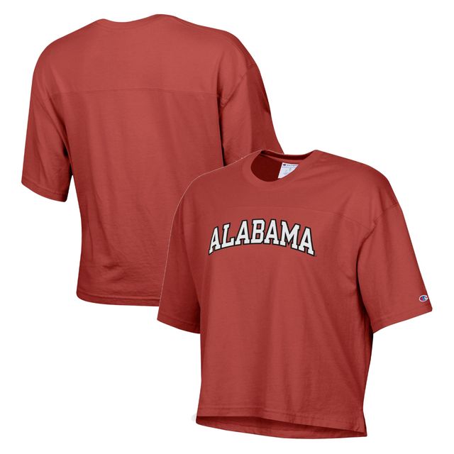 Champion Crimson Alabama Tide T-shirt court carré délavé vintage pour femme