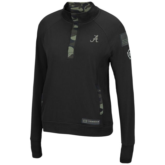 Veste femme Colosseum Black Alabama Crimson Tide OHT Military Appreciation Depth Raglan Quarter-Snap Jacket