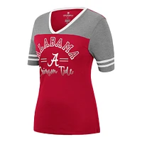 Women's Colosseum Crimson/Heathered Gray Alabama Crimson Tide There You Are V-Neck T-Shirt