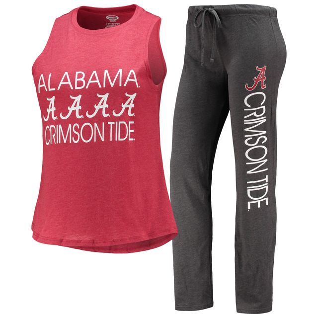 Ensemble de nuit pour femme Concepts Sport Charcoal/Crimson Alabama Crimson Tide avec débardeur et pantalon