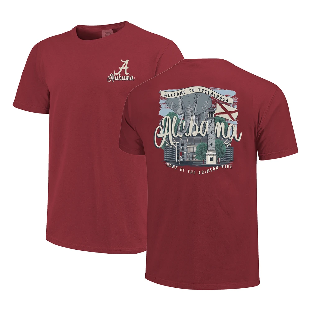 Women's Crimson Alabama Tide Comfort Colors Campus Scene Drawing Script T-Shirt
