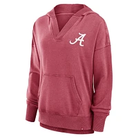 Women's Fanatics  Crimson Alabama Tide Initiative Snow Wash French Terry V-Neck Pullover Hoodie
