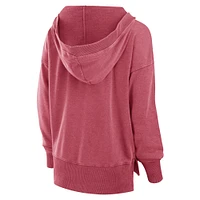 Women's Fanatics  Crimson Alabama Tide Initiative Snow Wash French Terry V-Neck Pullover Hoodie