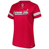 Women's Fanatics Crimson Alabama Tide Plus Overtime Readiness Lace-Up T-Shirt