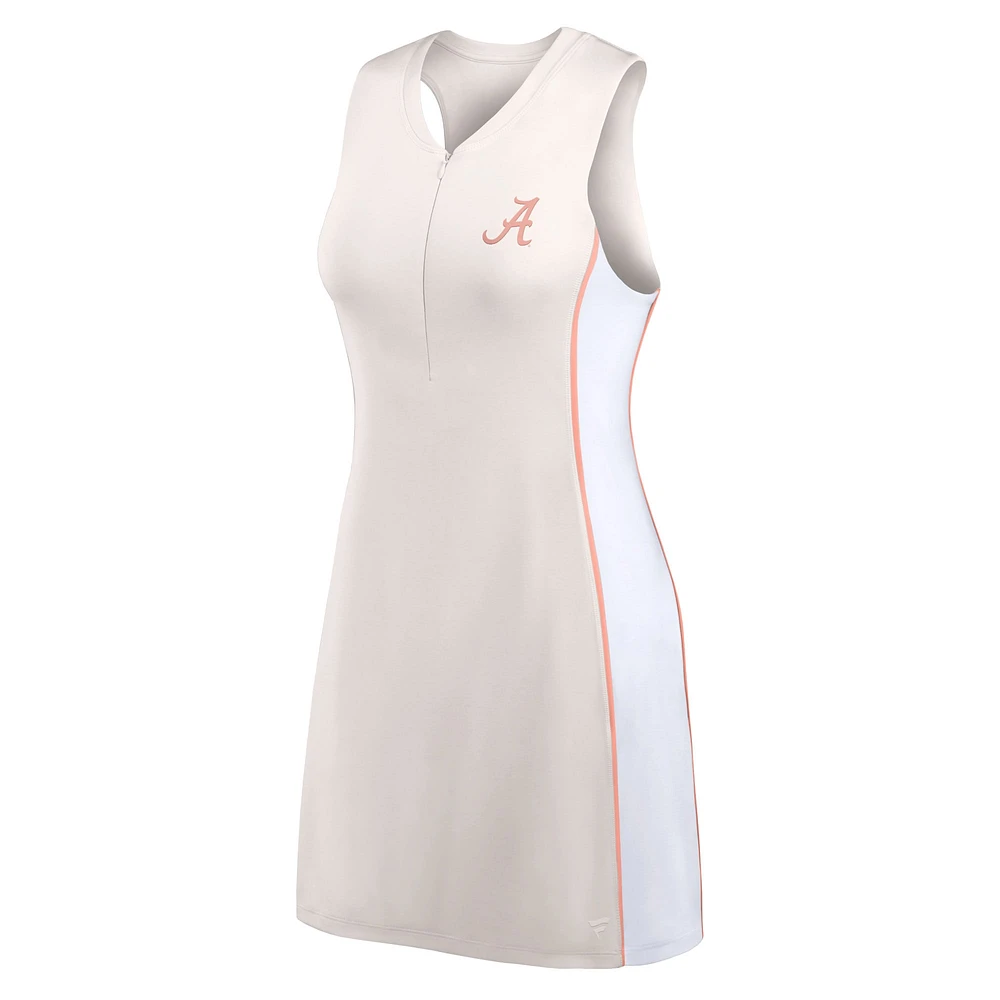 Women's Fanatics White Alabama Crimson Tide Studio Boost Athletic Half-Zip Dress
