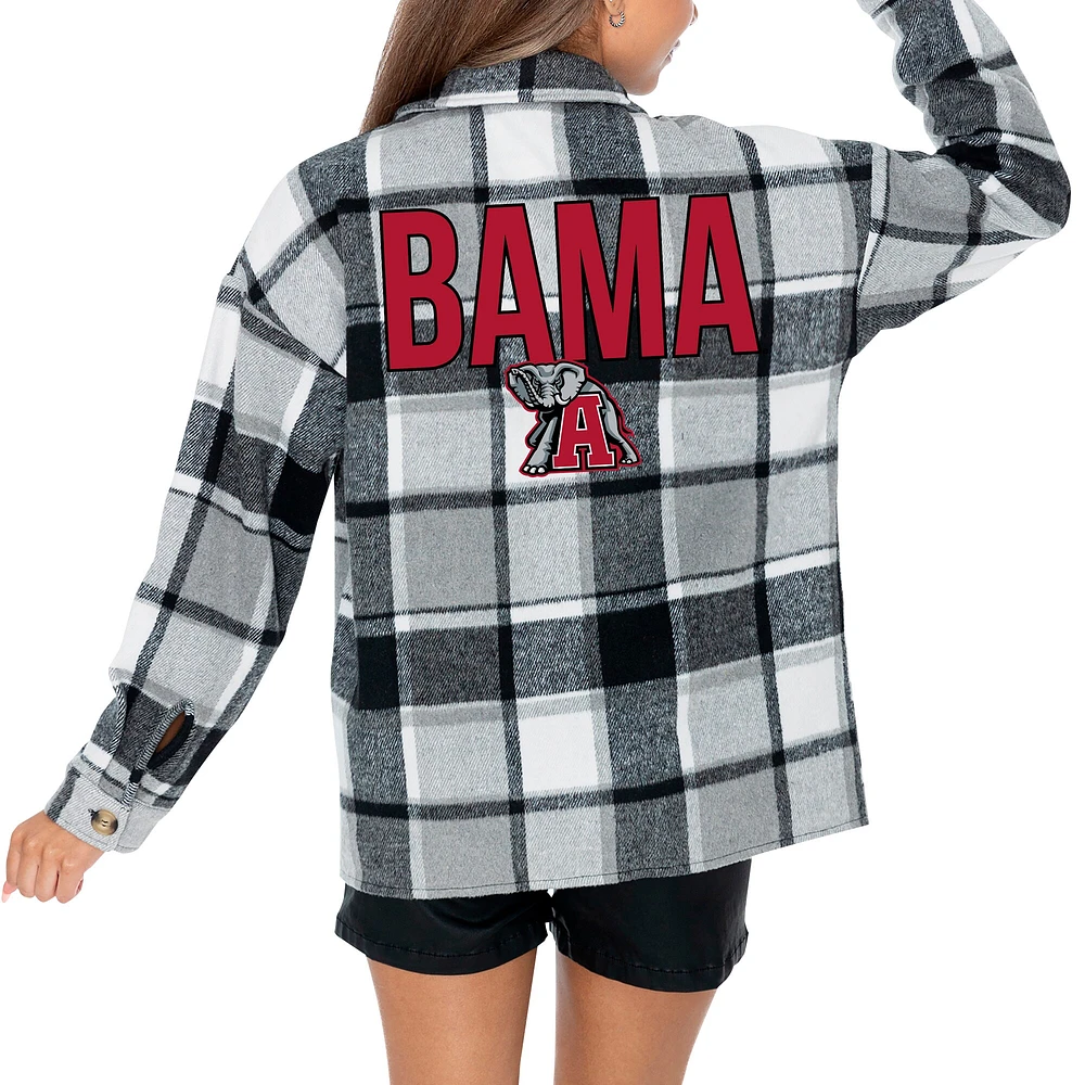 Women's Gameday Couture Gray Alabama Crimson Tide End Zone Game Flannel Button-Up Shirt