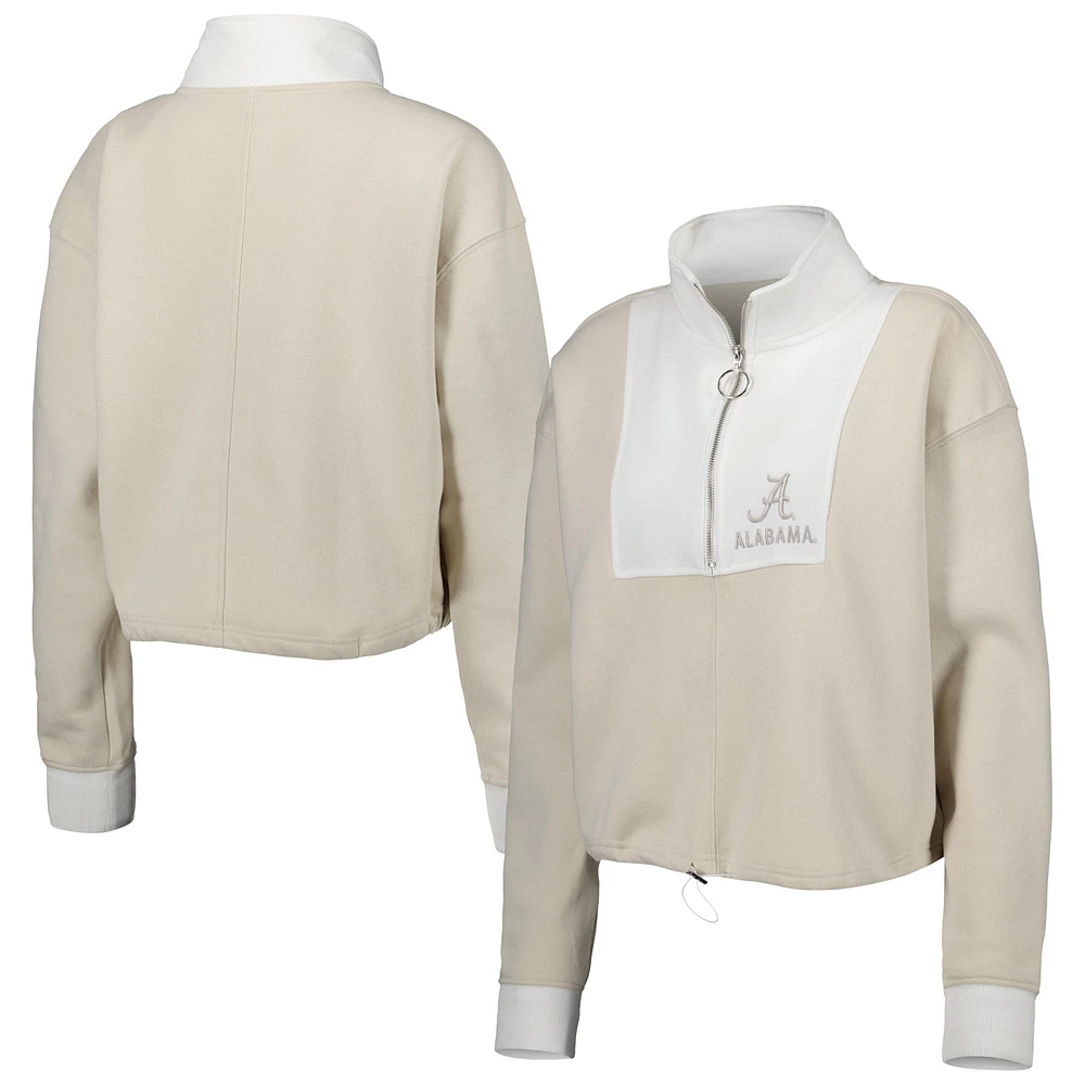 Veste Gameday Couture pour femme, fauve/blanc Alabama Crimson Tide, color-block quart de zip