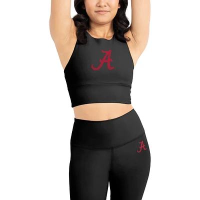 Ensemble soutien-gorge et leggings mi-longs doux au beurre Certo Black Alabama Crimson Tide pour femmes