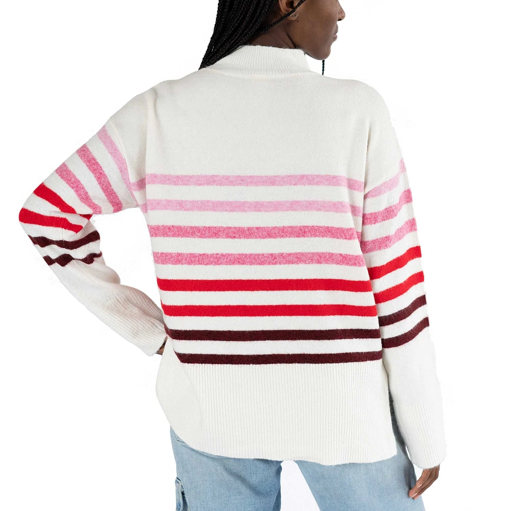 Pull oversize à col montant et rayures Simone pour femme de Lusso White Alabama Crimson Tide