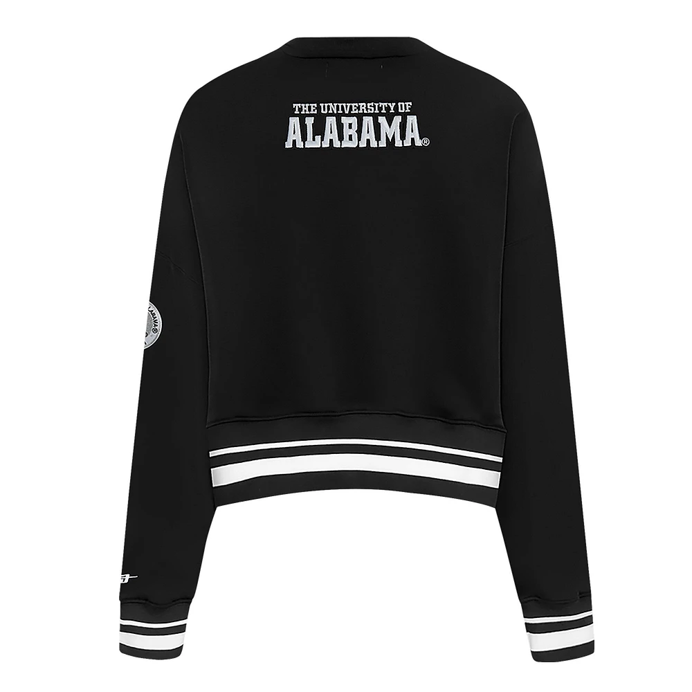 Women's Pro Standard  Black Alabama Crimson Tide Pearl Cropped Pullover Sweatshirt