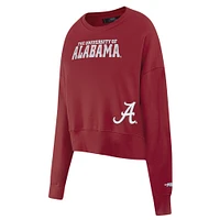 Women's Pro Standard Crimson Alabama Tide Sequin Boxy Cropped Pullover Sweatshirt