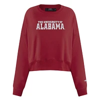 Women's Pro Standard Crimson Alabama Tide Sequin Boxy Cropped Pullover Sweatshirt