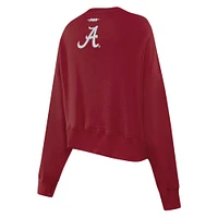 Women's Pro Standard Crimson Alabama Tide Sequin Boxy Cropped Pullover Sweatshirt