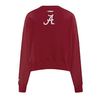 Women's Pro Standard Crimson Alabama Tide Sequin Boxy Cropped Pullover Sweatshirt