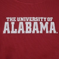Women's Pro Standard Crimson Alabama Tide Sequin Boxy Cropped Pullover Sweatshirt