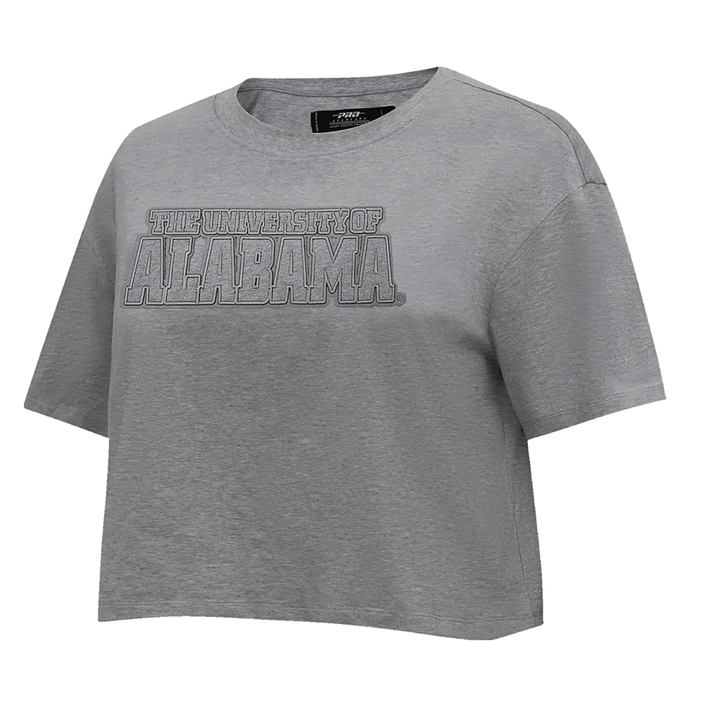 Women's Pro Standard Heather Charcoal Alabama Crimson Tide Tonal Neutral Boxy Cropped T-Shirt