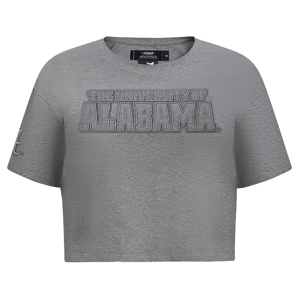 Women's Pro Standard Heather Charcoal Alabama Crimson Tide Tonal Neutral Boxy Cropped T-Shirt