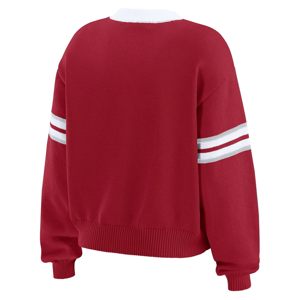 Women's WEAR by Erin Andrews Crimson Alabama Tide Lace-Up Pullover Sweater