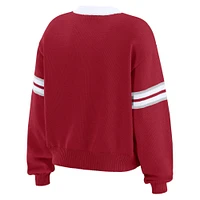 Women's WEAR by Erin Andrews Crimson Alabama Tide Lace-Up Pullover Sweater