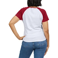 Women's WEAR by Erin Andrews White Alabama Crimson Tide Baseball Logo Raglan Henley T-Shirt