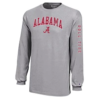 Youth Champion Gray Alabama Crimson Tide Distressed Arch Over Logo Long Sleeve T-Shirt