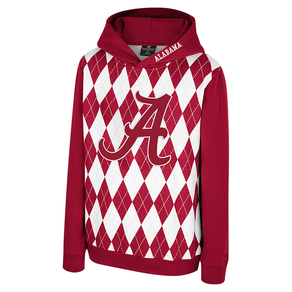 Youth Colosseum Crimson Alabama Tide Argyle The Dealio Pullover Hoodie