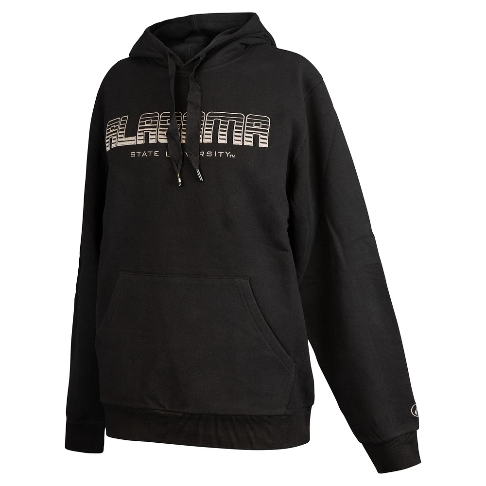 Men's FISLL  Black Alabama State Hornets Puff Print Sliced Pullover Hoodie