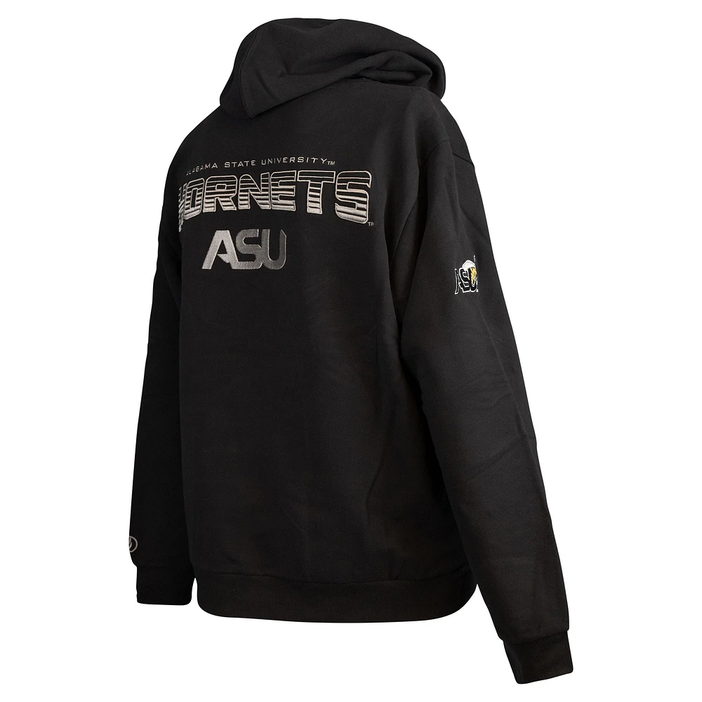 Men's FISLL  Black Alabama State Hornets Puff Print Sliced Pullover Hoodie