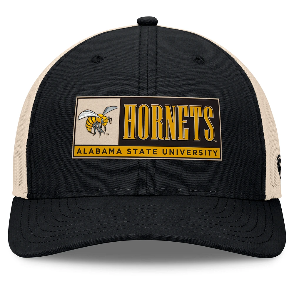 Men's Top of the World Black/Natural Alabama State Hornets Bennett Trucker Adjustable Hat