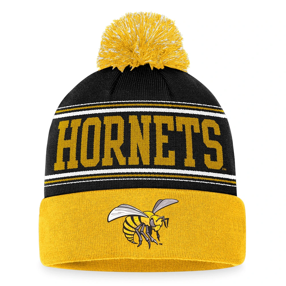 Men's Top of the World Black Alabama State Hornets Draft Cuffed Knit Hat with Pom