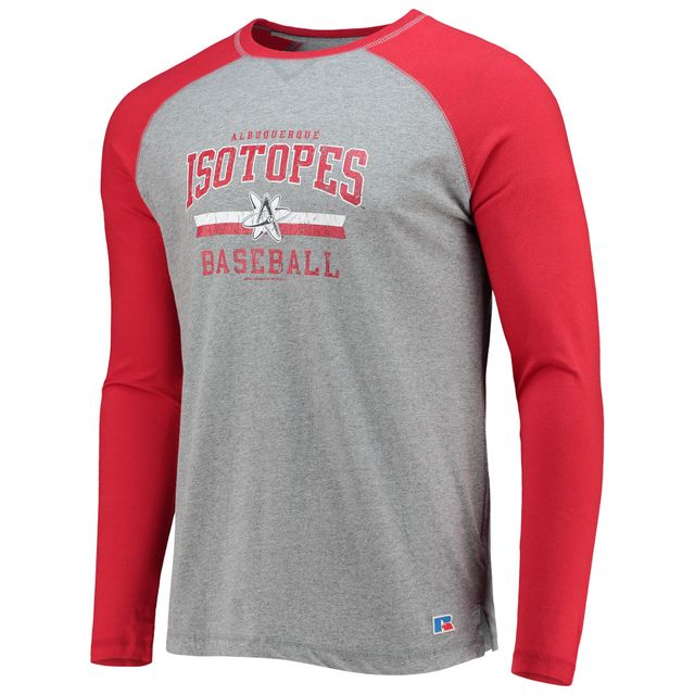 T-shirt de baseball à manches longues Albuquerque Isotopes rouge/gris chiné pour homme
