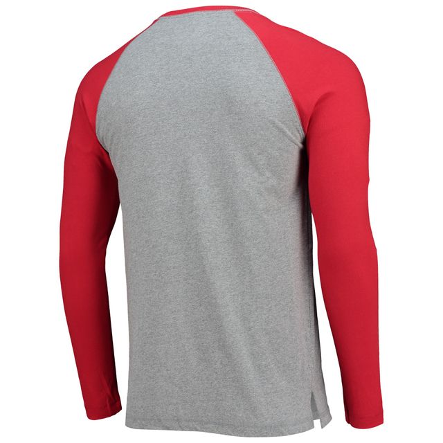 T-shirt de baseball à manches longues Albuquerque Isotopes rouge/gris chiné pour homme