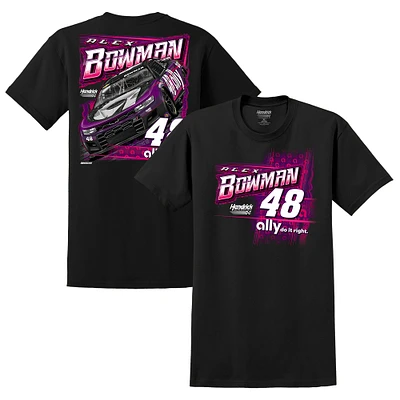 T-shirt noir pour homme de la collection Hendrick Motorsports Team avec voiture Alex Bowman