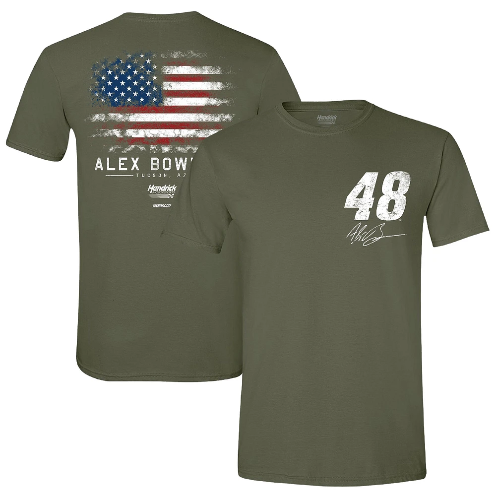 Men's Hendrick Motorsports Team Collection Green Alex Bowman Flag T-Shirt