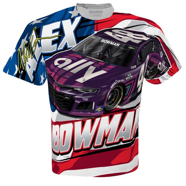 Collection Hendrick Motorsports Team pour homme, blanc, Alex Bowman Ally, t-shirt ton sur patriotique