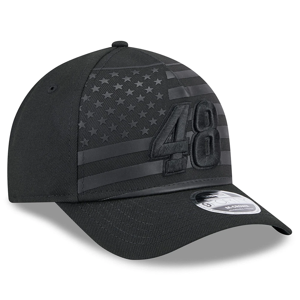 Men's New Era Black Alex Bowman American Flag 9FORTY M-Crown A-Frame Adjustable Hat