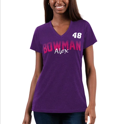 T-shirt à col en V violet Alex Bowman Snap G-III 4Her by Carl Banks pour femme