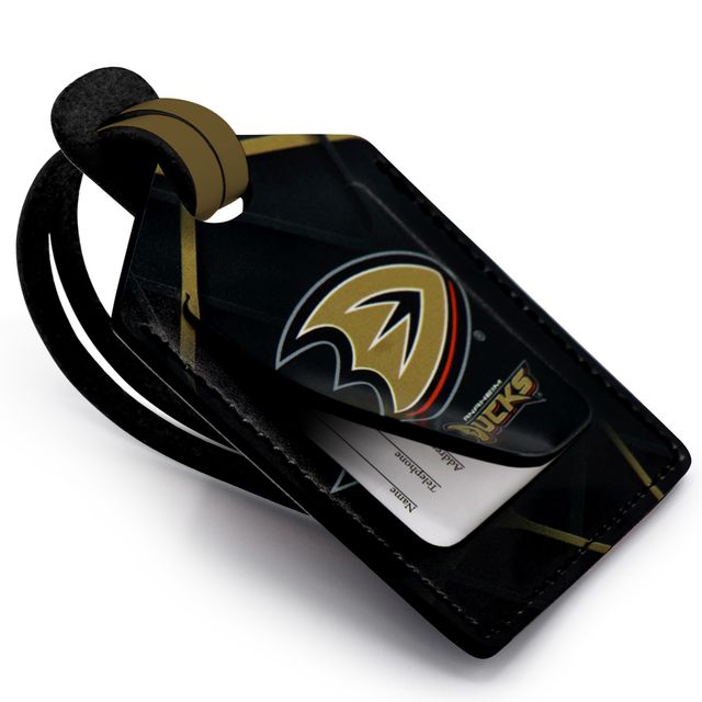 Étiquette de bagage en cuir noire Anaheim Ducks personnalisée