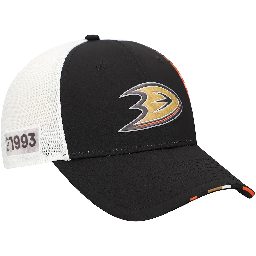 Men's Fanatics Black Anaheim Ducks Authentic Pro Draft Adjustable Trucker Hat