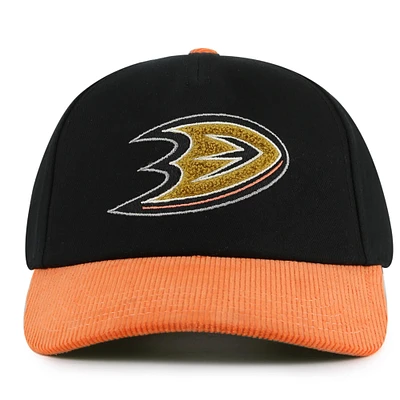 Casquette ajustable Burnett noire/orange pour homme American Needle des Anaheim Ducks