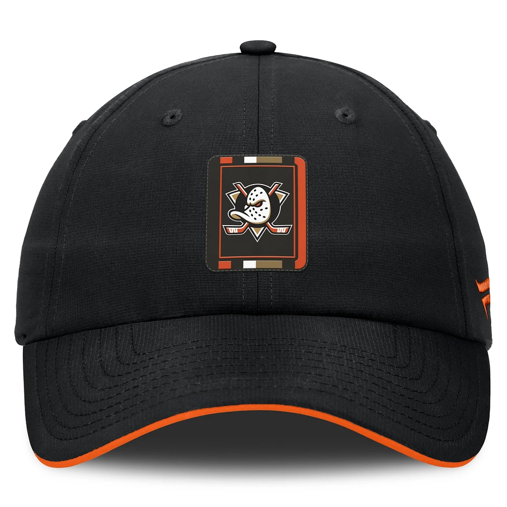 Men's Fanatics Black/Orange Anaheim Ducks Authentic Pro Ripstop Adjustable Hat