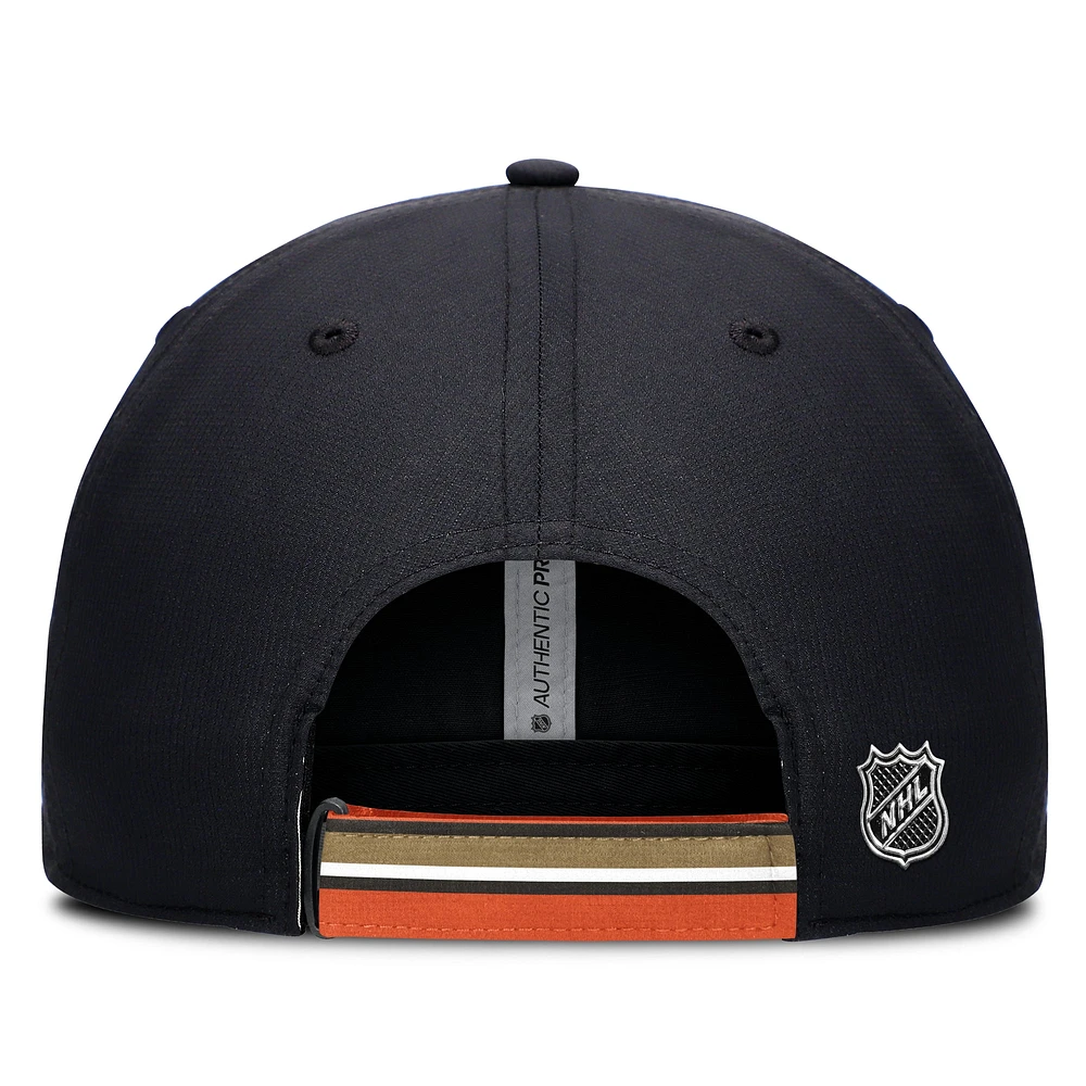 Men's Fanatics Black/Orange Anaheim Ducks Authentic Pro Ripstop Adjustable Hat