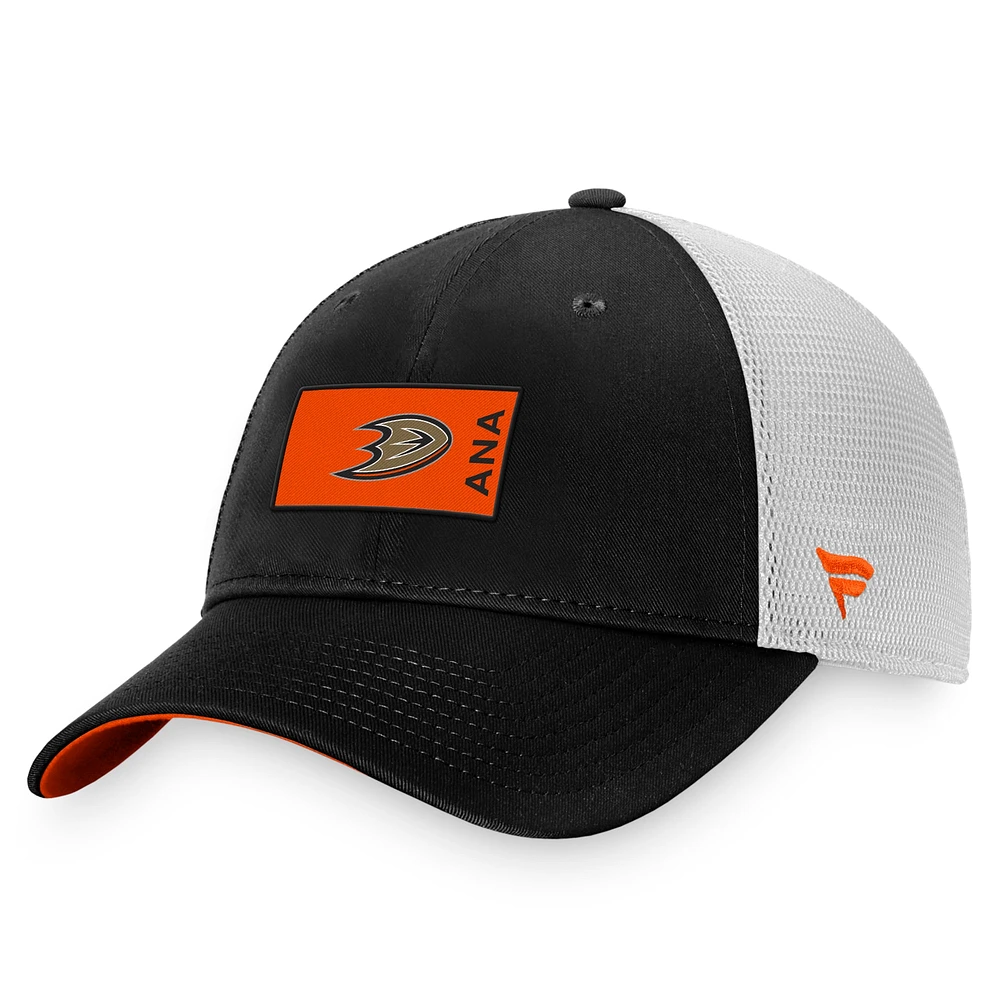 Casquette Snapback Authentic Pro Rink Trucker Fanatics pour hommes, noir/blanc, Anaheim Ducks