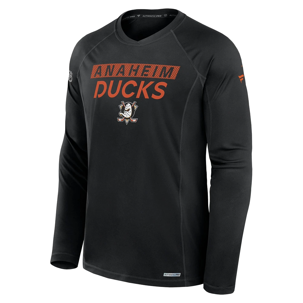 Men's Fanatics Black Anaheim Ducks Authentic Pro Rink Tech Long Sleeve T-Shirt