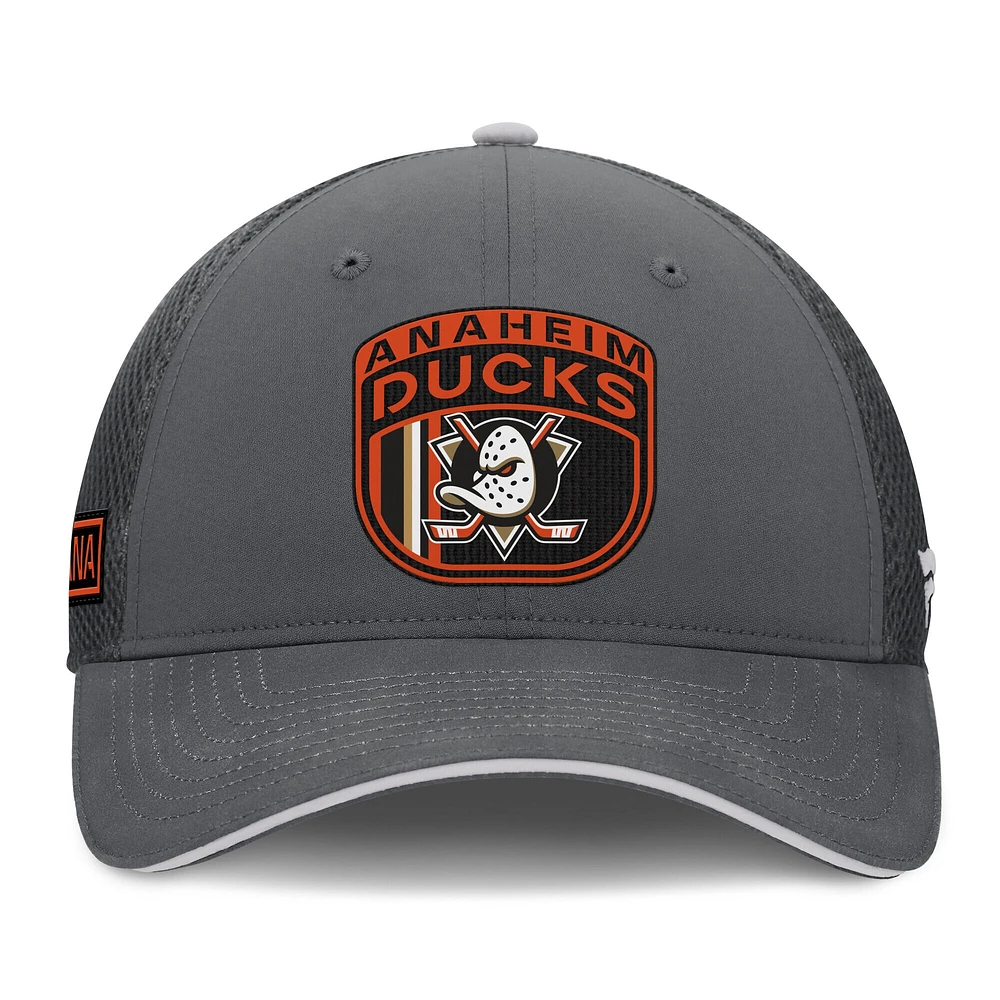 Men's Fanatics Gray Anaheim Ducks Authentic Pro Home Ice Trucker Adjustable Hat