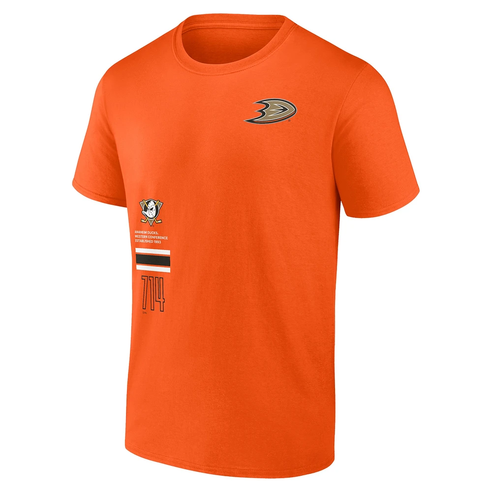 T-shirt fanatiques orange pour hommes, Anaheim Ducks Represent